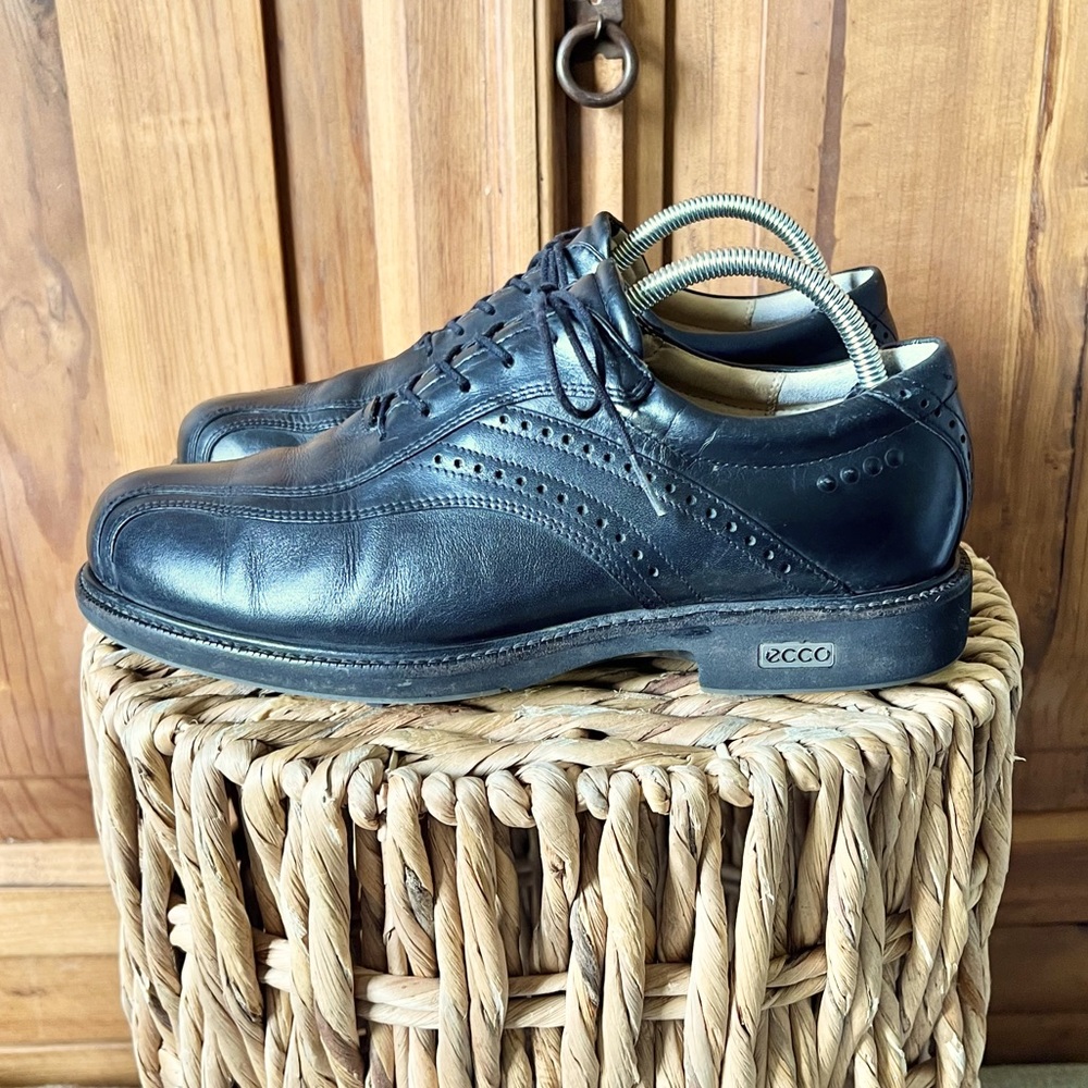 Ecco Hydromax Men’s Black Leather Golf Shoes Size 8.5